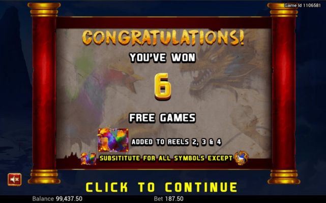 Golden Dragon :: 6 free spins awarded