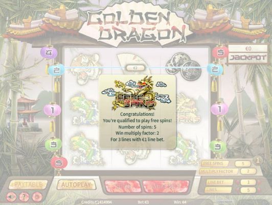 Golden Dragon :: Scatter symbols triggers the free spins feature