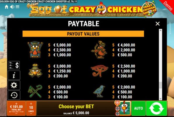 Golden Egg of Crazy Chicken Crazy Chicken Shooter :: Paytable - High Value Symbols