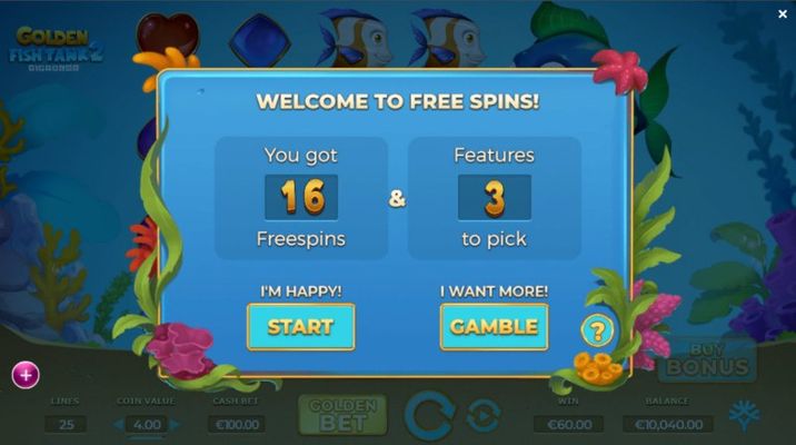 16 Free Spins Awarded