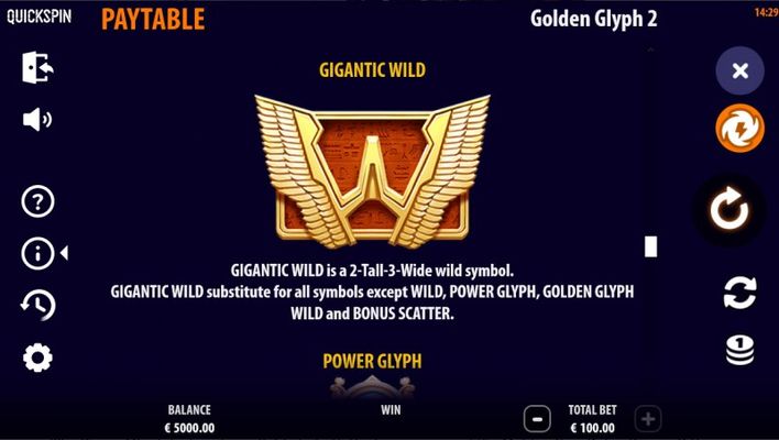 Golden Glyph 2 :: Wild Symbol Rules