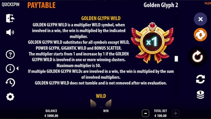 Golden Glyph 2 :: Wild Symbol Rules