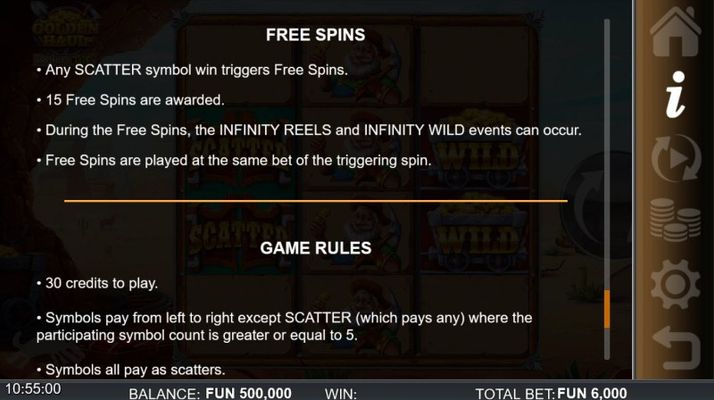 Golden Haul Infinity Reels :: Free Spin Feature Rules