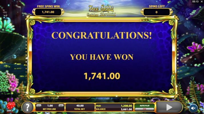 Total free spins payout