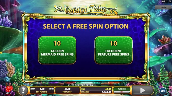 Golden Tides :: Select Free Spins Option