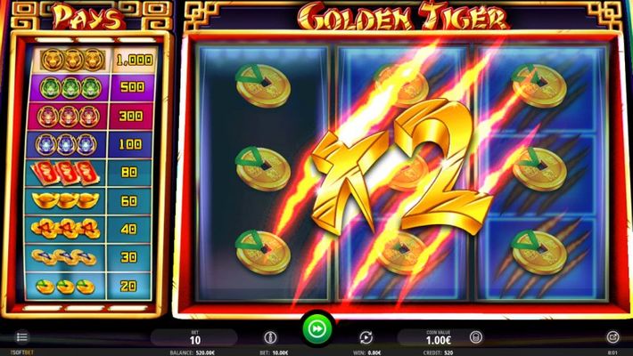 Golden Tiger :: Full stacks of the same symbol triggers the X2 multiplier