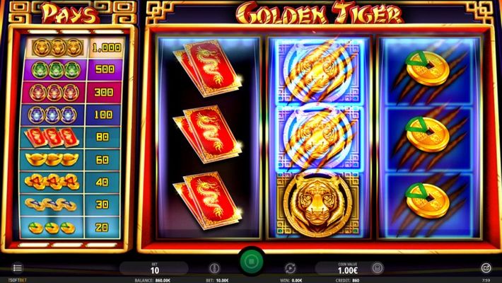 Collect golden tiger symbols during game play