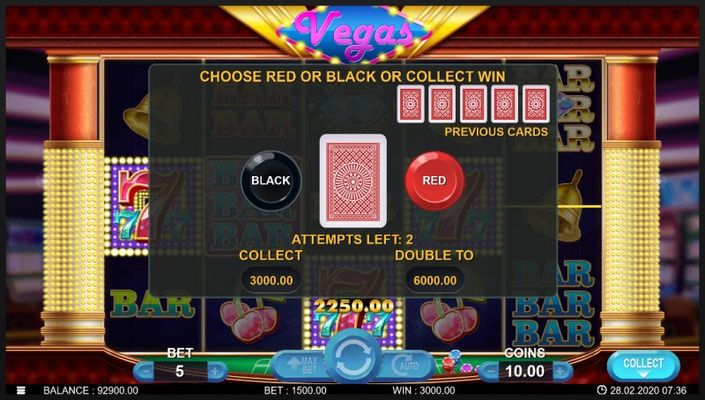 Golden Vegas :: Black or Red Gamble Feature