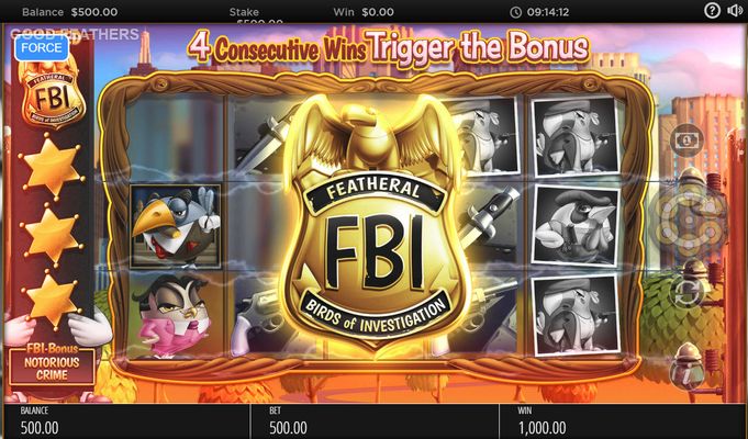 4 consecutive winning cascades triggers the bonus feature