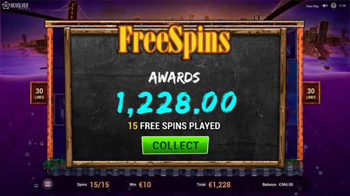 Total free spins payout