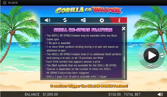 Gorilla Go Wilder :: Shell Re-Spins Feature