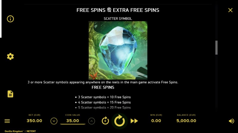 Gorilla Kingdom :: Free Spins Rules