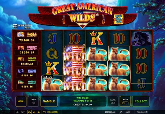 Great American Wilds :: Multiple winning paylines