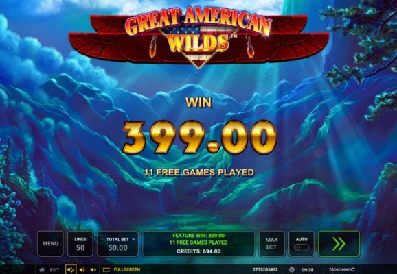 Total free spins payout