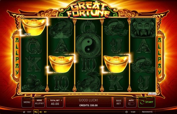 Great Fortune :: Scatter symbols triggers the free spins bonus feature