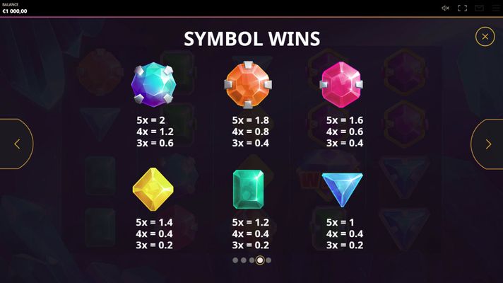 Great Gems :: Paytable - Low Value Symbols