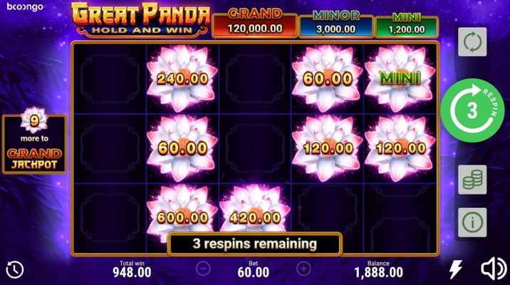 Great Panda Hold and Win :: Bonus game board