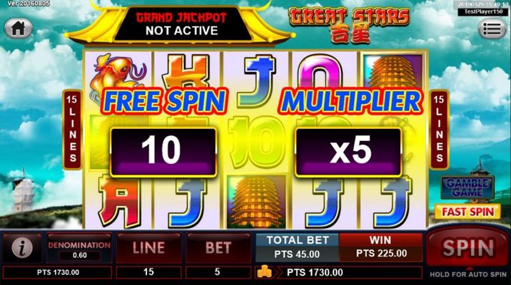 10 Free Spins Awarded