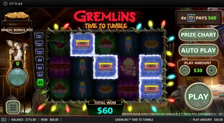 Gremlins Time to Tumble :: All symbols are treated like scatter symbols