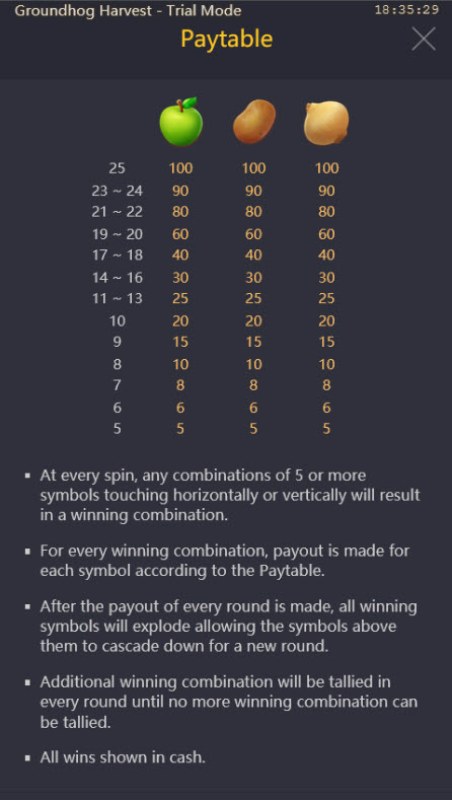 Paytable - Low Value Symbols