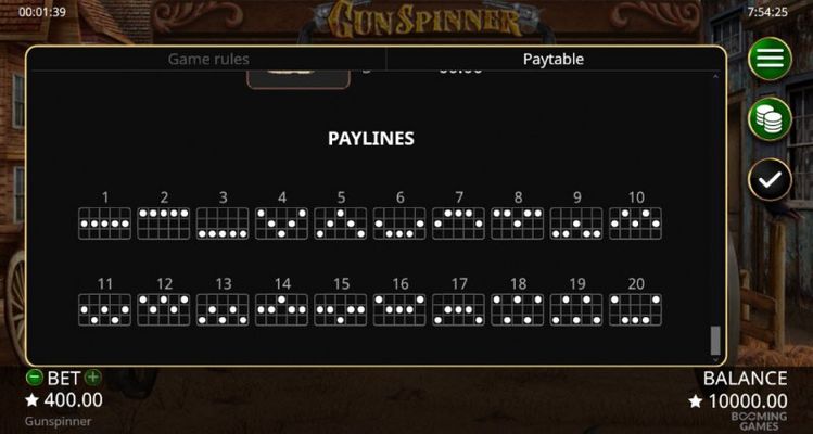 Paylines 1-20