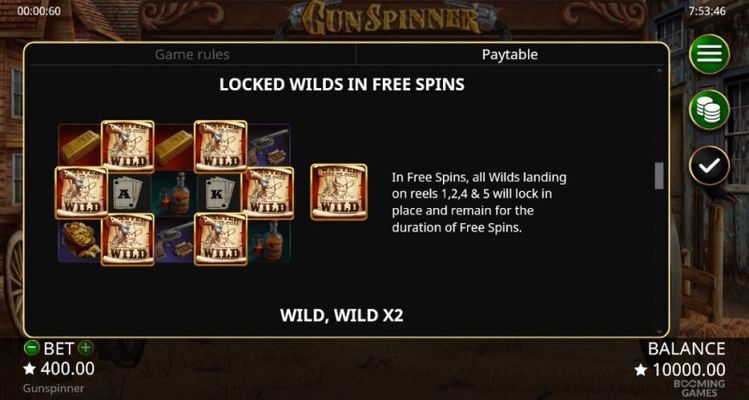 Gun Spinner :: Locked Wilds In Free Spins