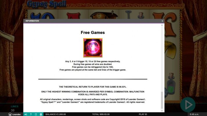 Gypsy Spell :: Free Spins Rules