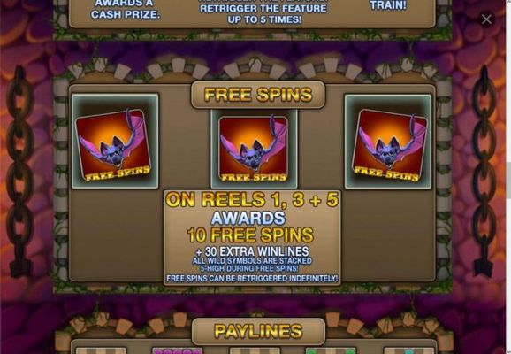 # bat free spins symbols anywhere on reels 1, 3 and 5 triggers free spins feature.