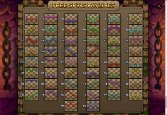 Free Spins Payline Diagrams 1-50