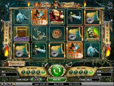 Ghost Pirates slot game big win 1000 coin payout