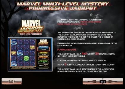 marvel multi-level mystery progressive jackpot