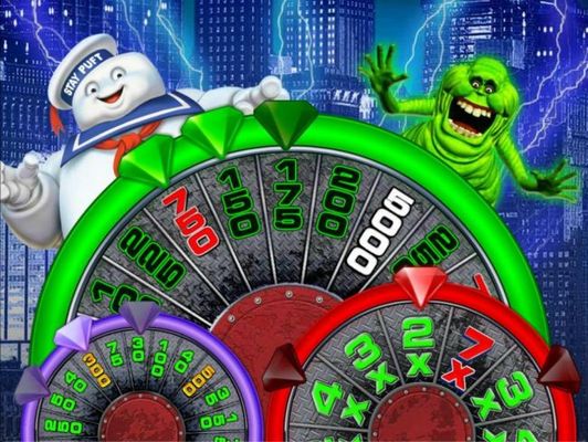 Triple Slime Bonus Wheels. The wheel stops are highlighted for each winning pcik from the previous bonus game.