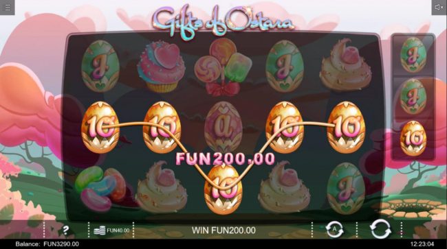 A winning Five of a Kind triggers a 200.00 jackpot prize