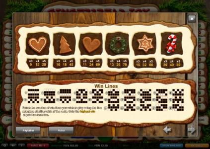 Slot game symbols paytable and payline diagrams