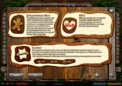 Gingerbread Man, Wild and Scatter symbols game rules
