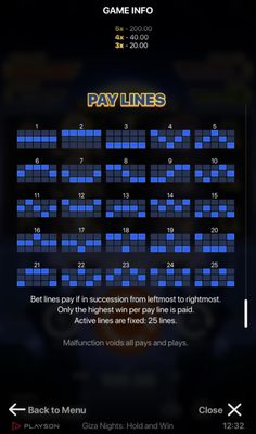 Paylines 1-25