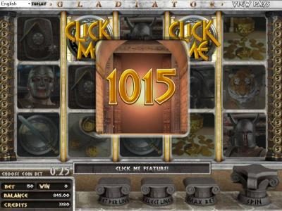 First pick reveals a 1015 coin prize award.