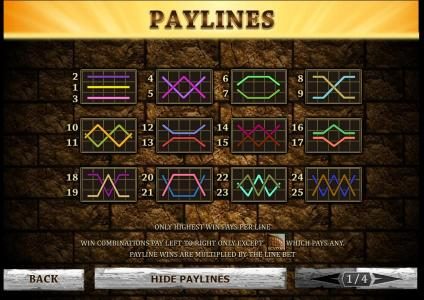 25 paylines - layout configurations