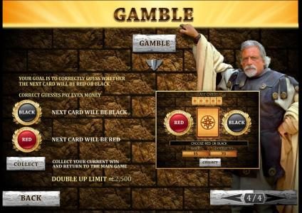 gamble feature available after each wining spin of the reels