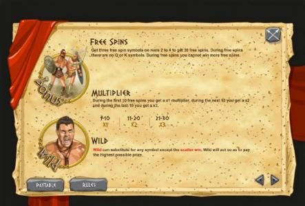 Free Spins, Multiplier and Wild symbol rules