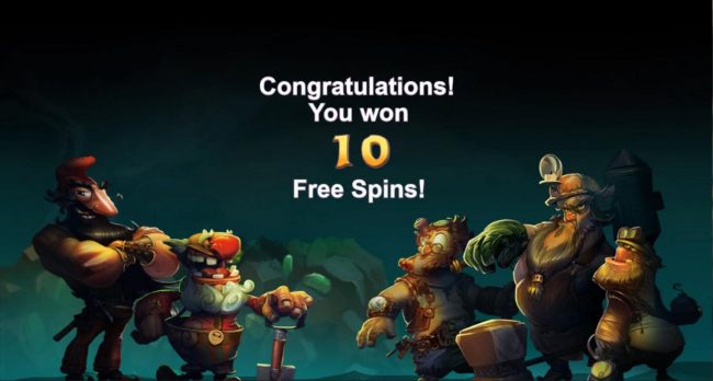 Ten free spins awarded
