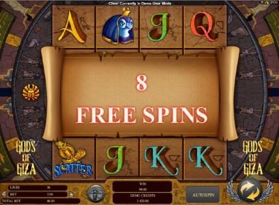 8 free spins awarded.