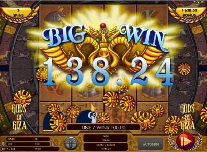 A big win triggered during the Rotating Free Spins Bonus