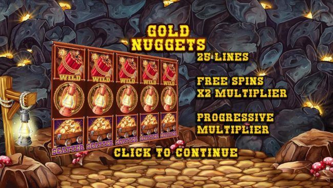 Game features include: 25 Lines, Free Spins with X2 Multiplier and Progressive Multiplier