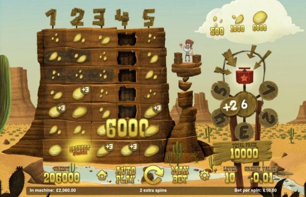 Reaching the larger gold nuggets will award you with a 6000 coin prize.