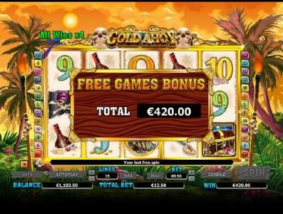 bonus feature pays out a $420 jackpot