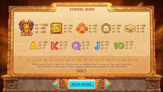 slot game symbols paytable and payline diagrams