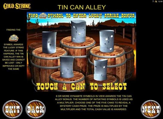 Tin Can Alley Bonus Feature Rules