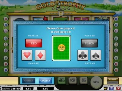 gamble feature game board - choose a color or sit for a chance to increase your winnings