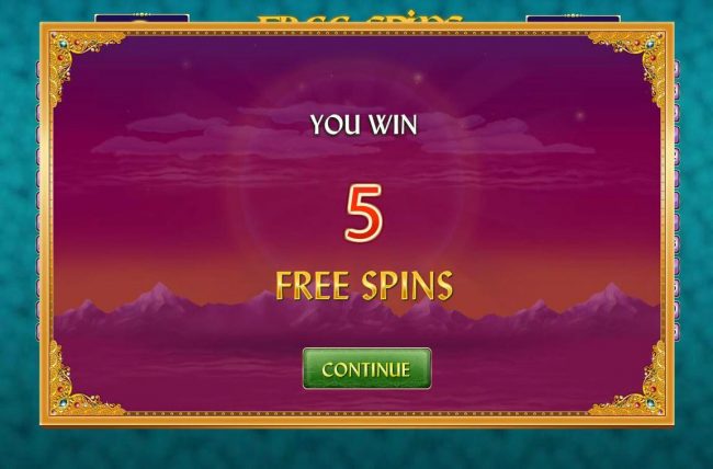 Five free spins awarded.